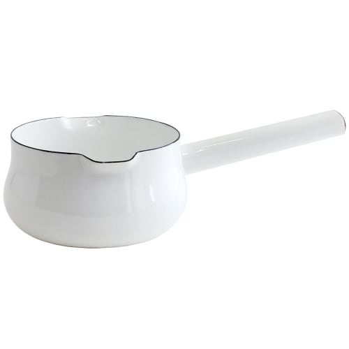 Nodahoro Enamel Milk Pan, 15cm, Gas/IH Compatible, Single-Handled Pot with Double Spout, Made in Japan, Luke LK-15M
