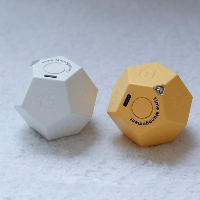 Flip Timer Cube-Kitchen Timers for Cooking Studying Working Sports White Yellow Vibrations-Flip Timers for Student