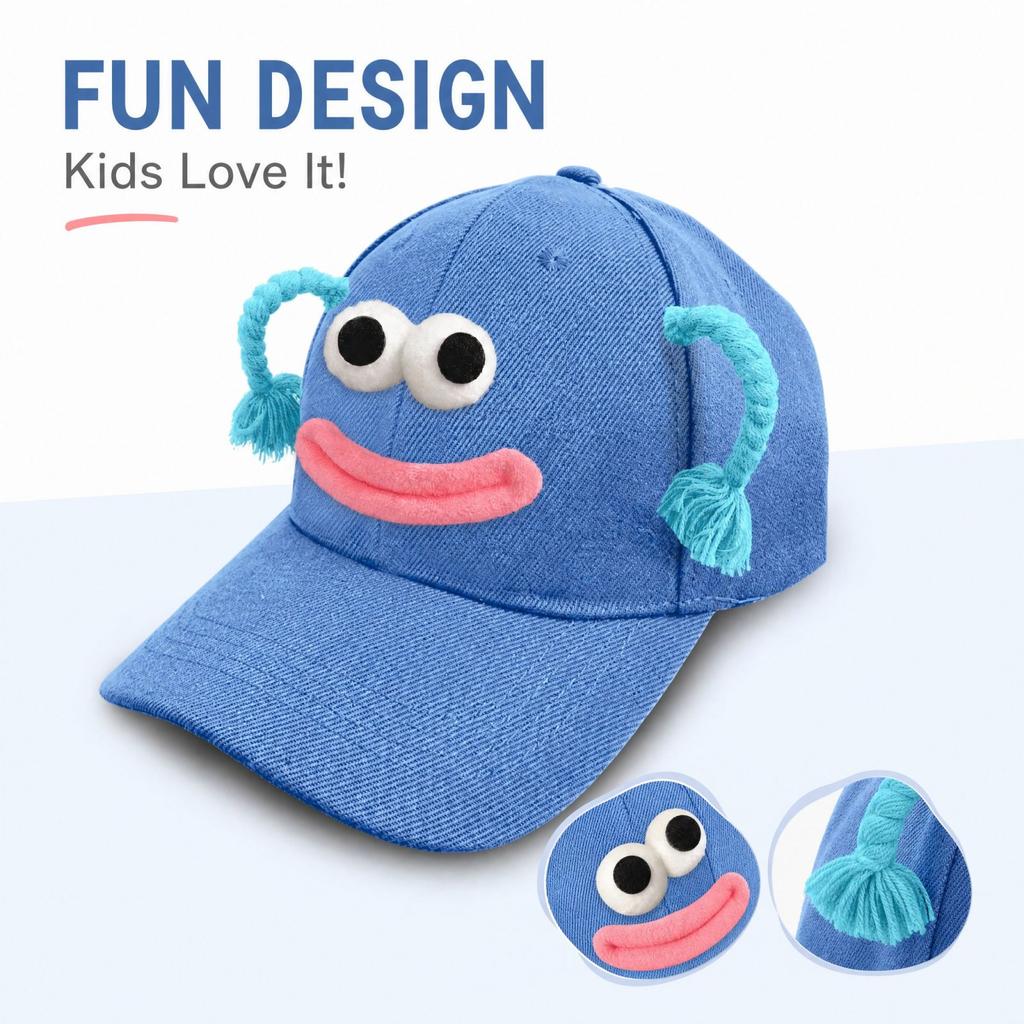 Funny Novelty Baseball with Big Mouth, Pigtails and Big Eyes, Cute Hat for Men and Women