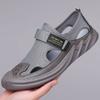 Men's Rubber Sandals Summer Outdoor Beach Casual Toe Hole Shoes Breathable Platform Wedge-shaped Thick Soled Round Toe Sandals