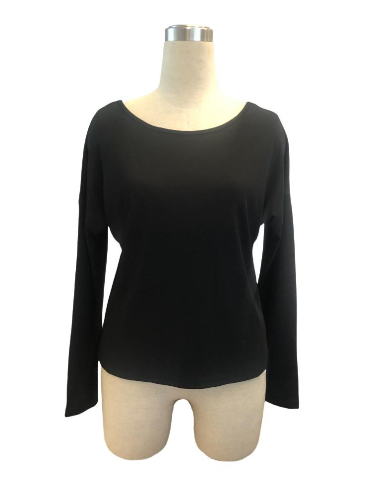 Women's Solid Color Back Splicing Butterfly Flower Rib Long Sleeve T-shirt Tops for Women Versatile Closet Essential Fashion Items Shirt