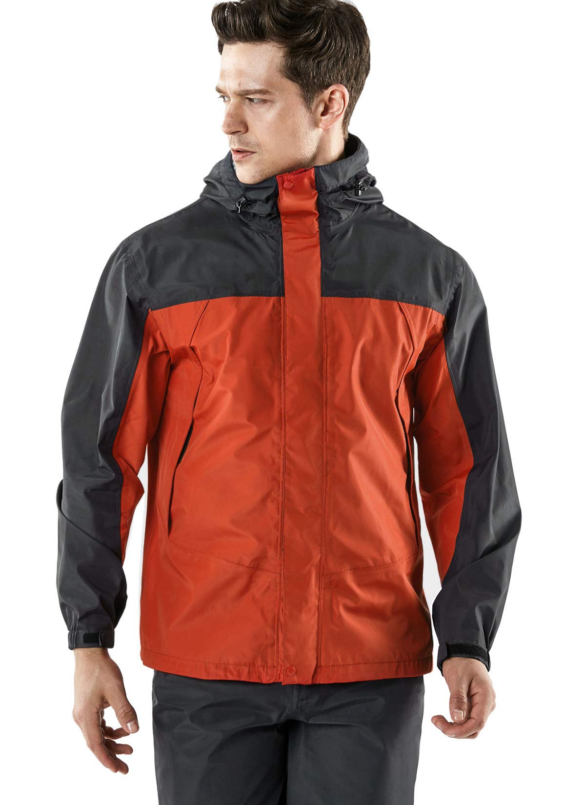 

Дождевик и плащ Tesla MES11 Размер для использования на открытом воздухе и в походах Мужской комплект, Верх угольный/оранжевый, Низ угольный, L,