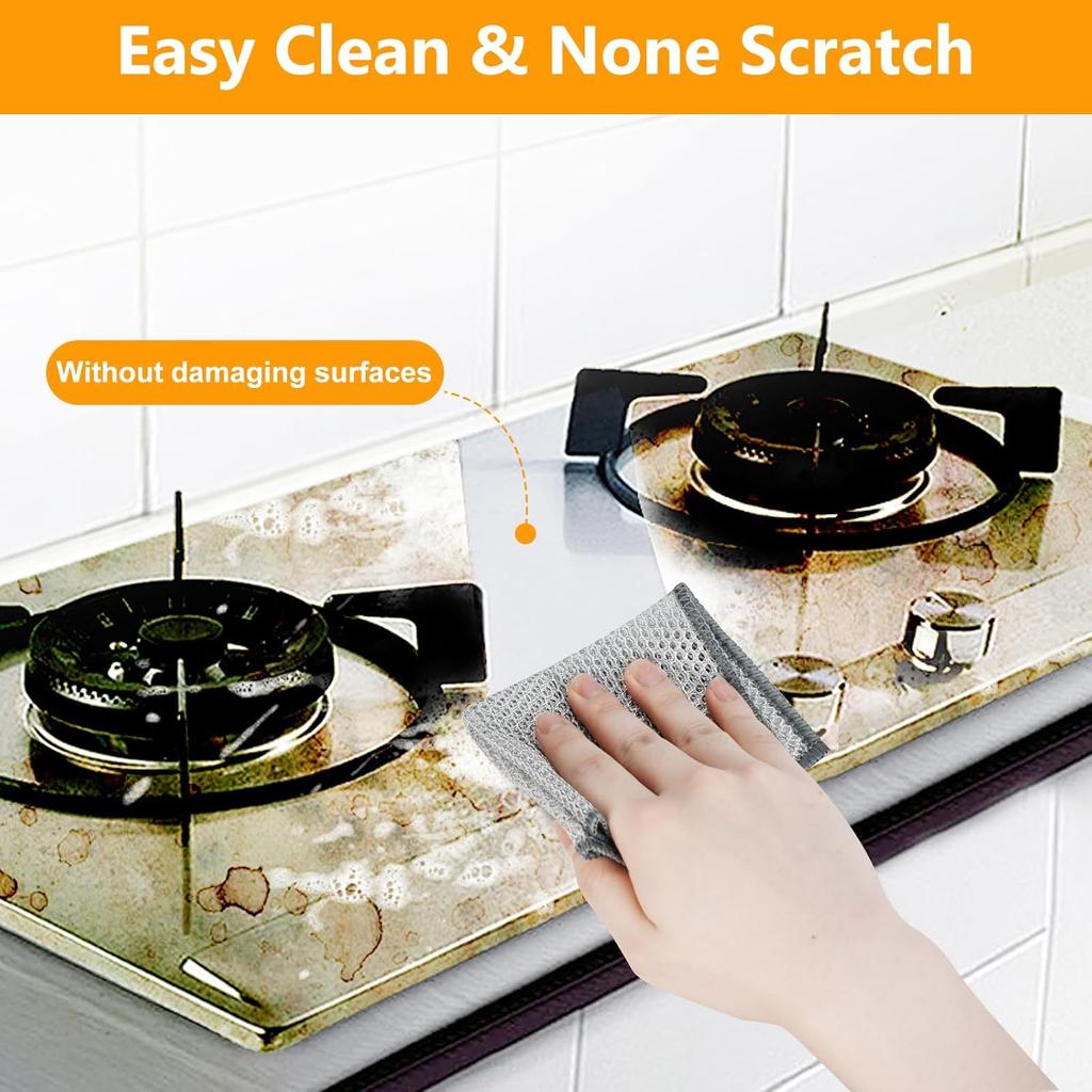 15PCS Multipurpose Wire Dishwashing Rag,Non Scratch Wire Dishcloth, Reble Steel Wool Scrubber,Non-Scratch&Quick-Drying&Odor-Resistant Multi-Purpose