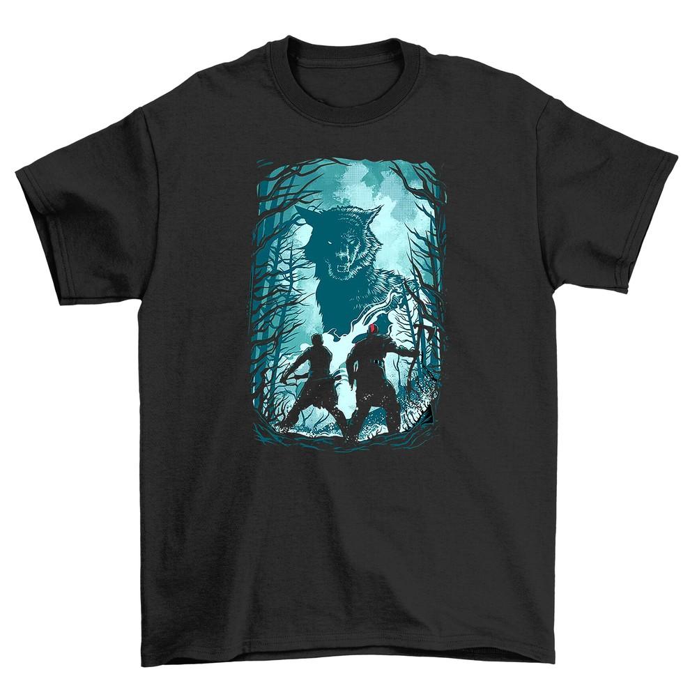 

Wolves and Gods t-shirt - Funny Nature Adventure! 100% Cotton, Unisex Design. Perf 3XL