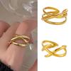 CARLIDANA Personality Simple Stainless Steel Index Finger Ring Fashion Trend Irregular Gold Plated Women Open Ring Jewelry