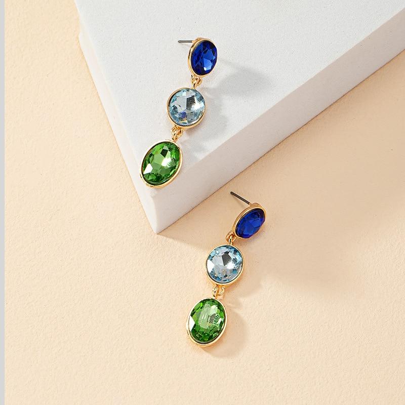 Pinkdudu 2023 Summer New 3 Color Glass Drop Earrings Romantic Luxury Charming Geometric Earring for Women Jewelry Gifts PD1205