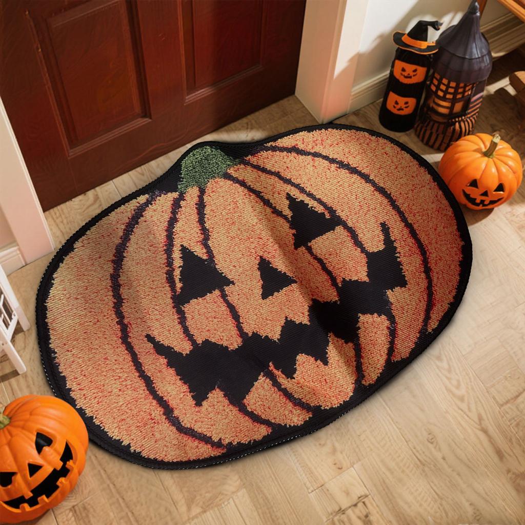 Halloween Web Pumpkin Bath - Rugs Decor - Bats Bathroom Decoration Room Decorations Witch Home Cute Mats For Kitchen Bedroom Family Decor