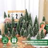 A Set of Five Sizes Mini Christmas Trees Artificial Bottle Brush Trees with Wooden Base ForChristmas Home Table Craft Dress Up