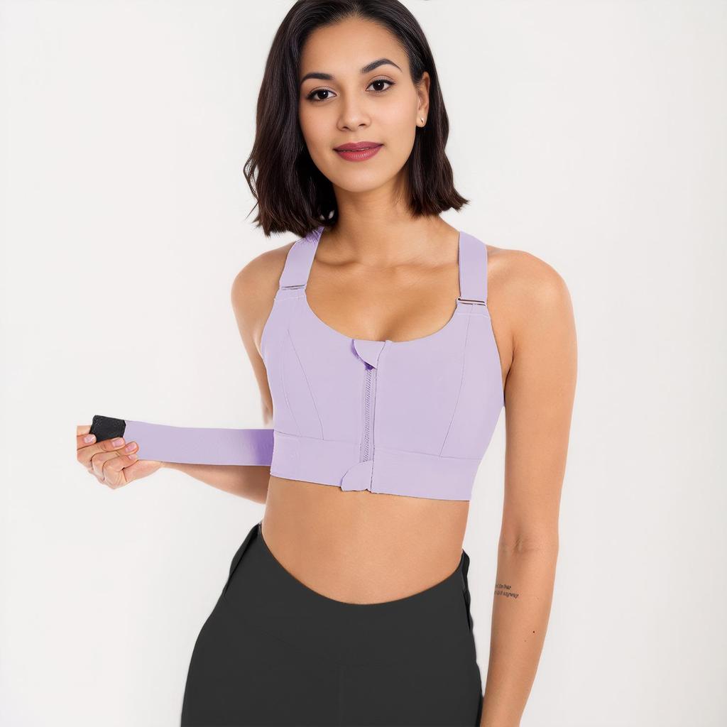 Grote Maten Prachtige Rug Schokbestendige Sportbeha met YKK Rits - Verstelbaar voor Hardlopen en Fitness, Ondersteunt tot 90 kg.