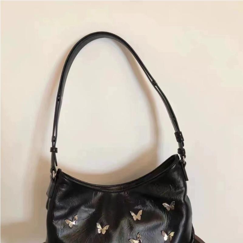 New Trendy Black PU Leather Shoulder Bags Luxury Butterfly Commuter Tote Bags Fashion Ladies Handbags Women's Shopper Bags