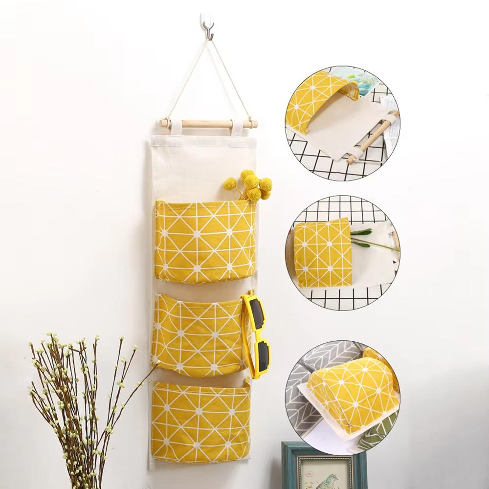 1pc 3Pockets Tree Branch Style Hanging Storage Bag Wall Mounted Sundries Organizer Large-capacity Behind Door Hanging Bag