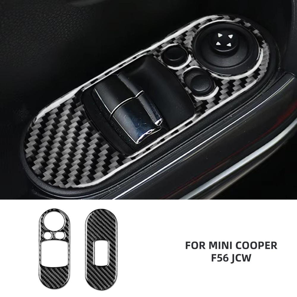 For MINI Cooper F56 2014-2021 LHD RHD Window Lift Switch Panel Carbon Fiber Sticker Trim Front Rear Door Control Frame Interior