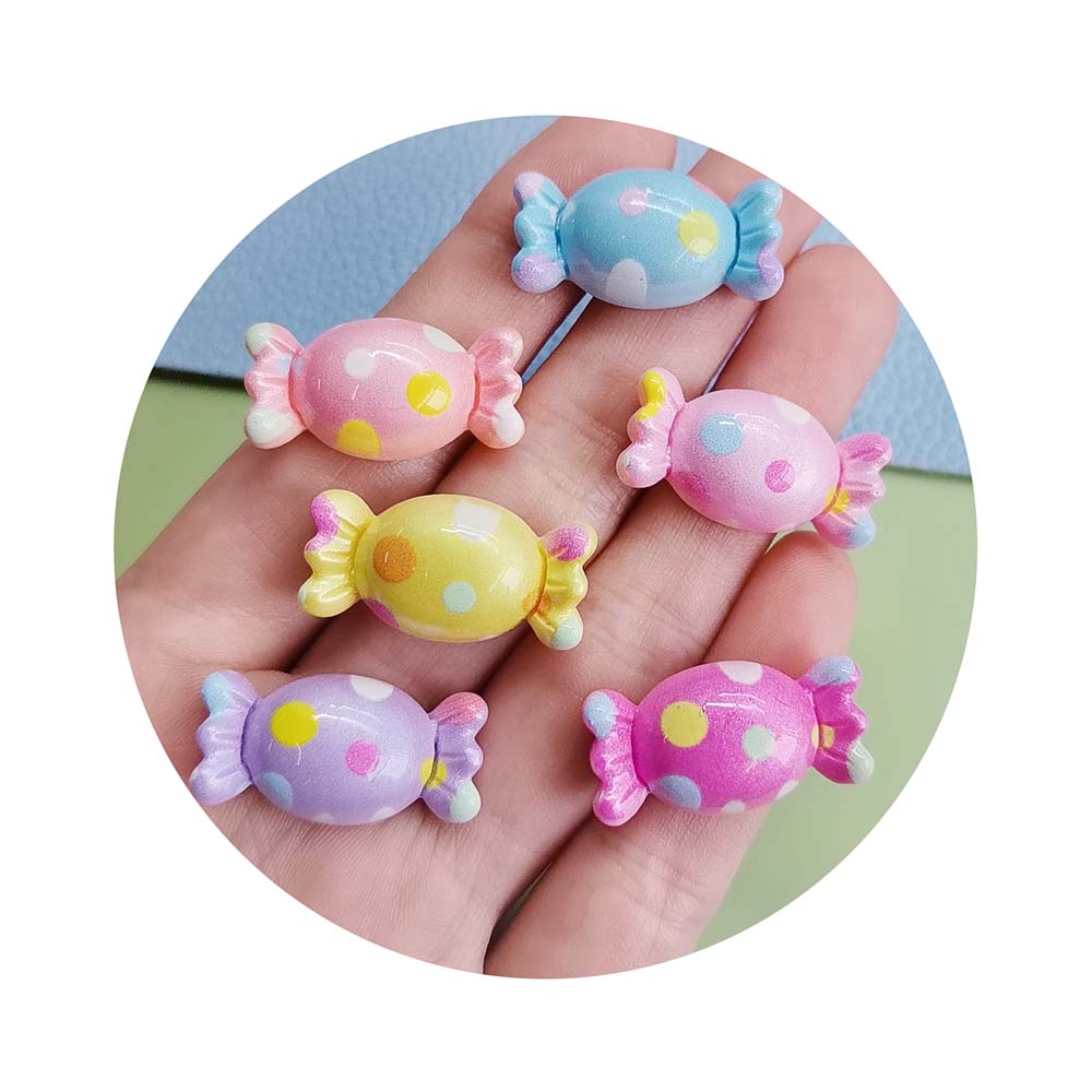 100pcs Kawaii Cute Flat Back Resin Candy Cabochon Scrapbook Kawaii Charms DIY Embellishments Accessories