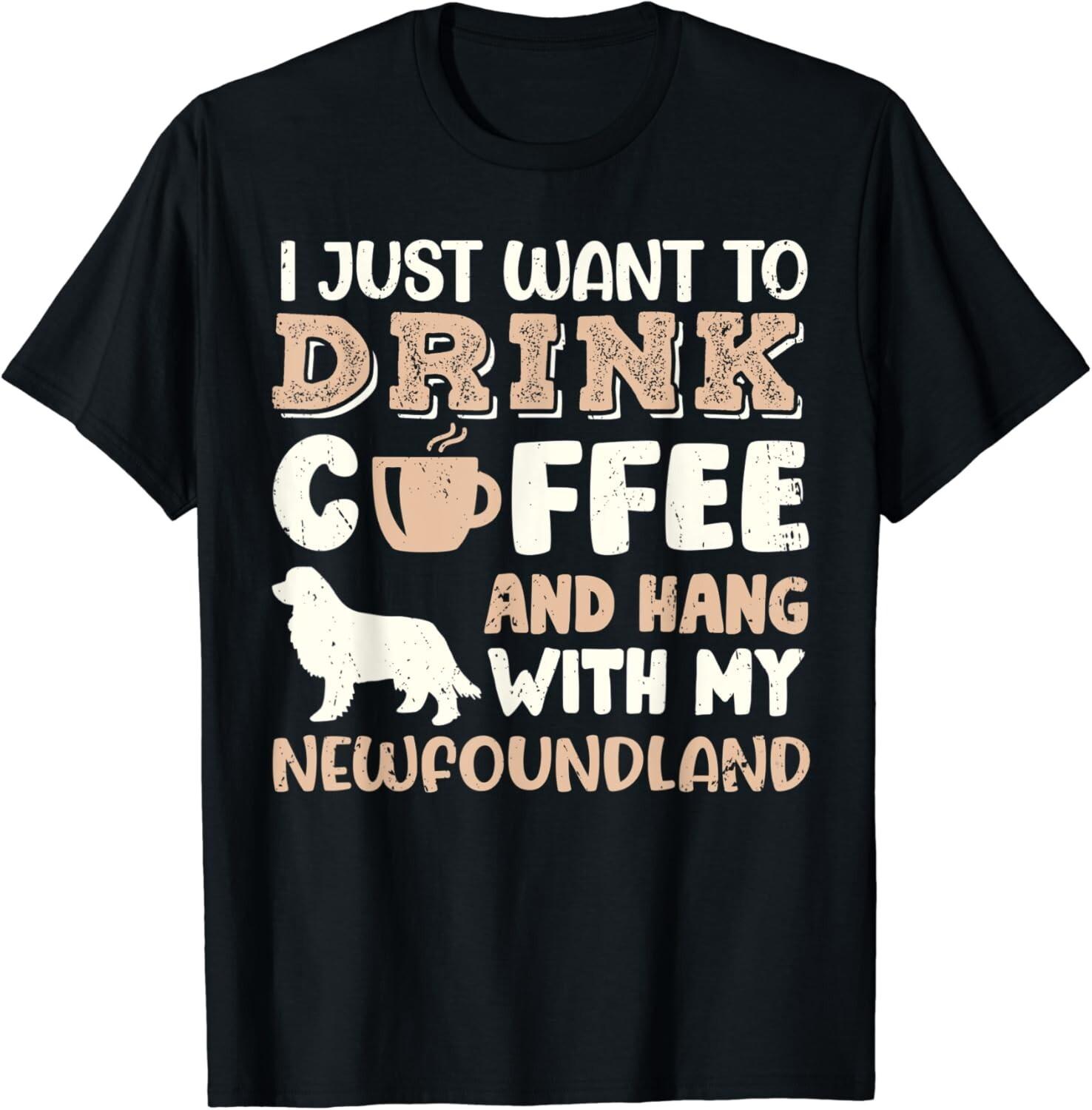 

Funny Newfoundland Drink Coffee Hand With Dog Mom Gift Unisex T-Shirt 5XL різнокольоровий