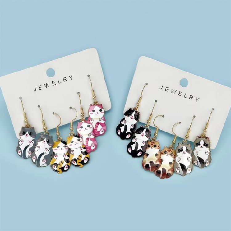 Stylish Cats Shape Ear Jewelry Alloy Texture Party Earrings Fashion Geometric Pendant Accessories for Party and Daily