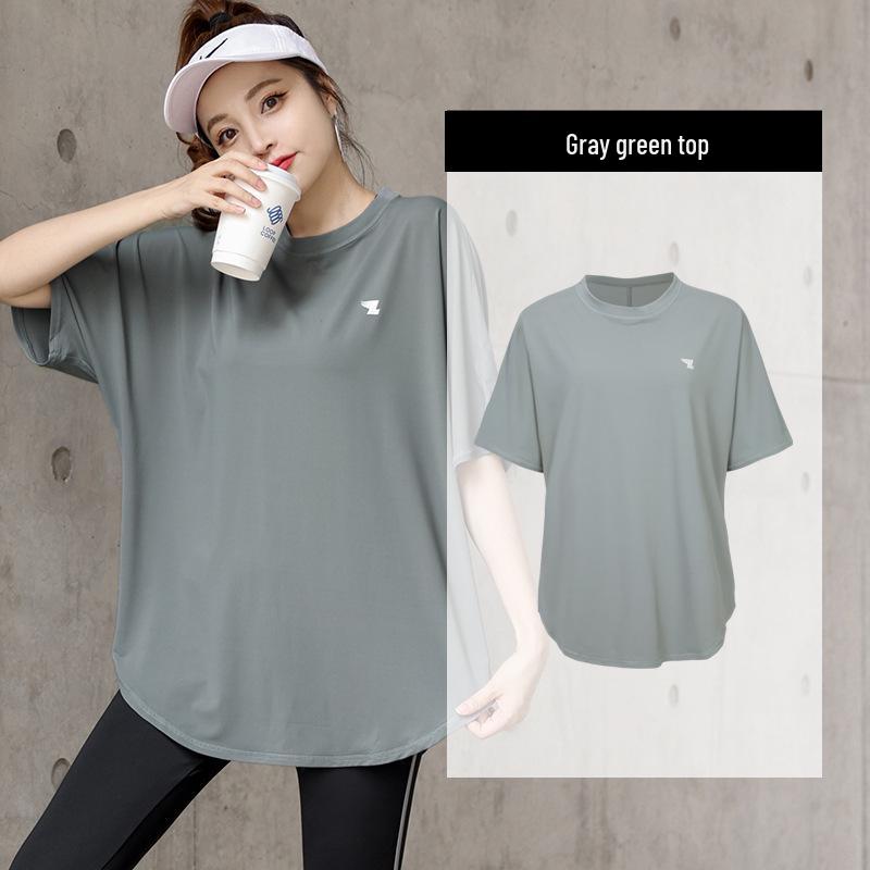 Women's Plus Size Yoga Set: Loose Short Sleeve T-Shirt & Gym Shorts