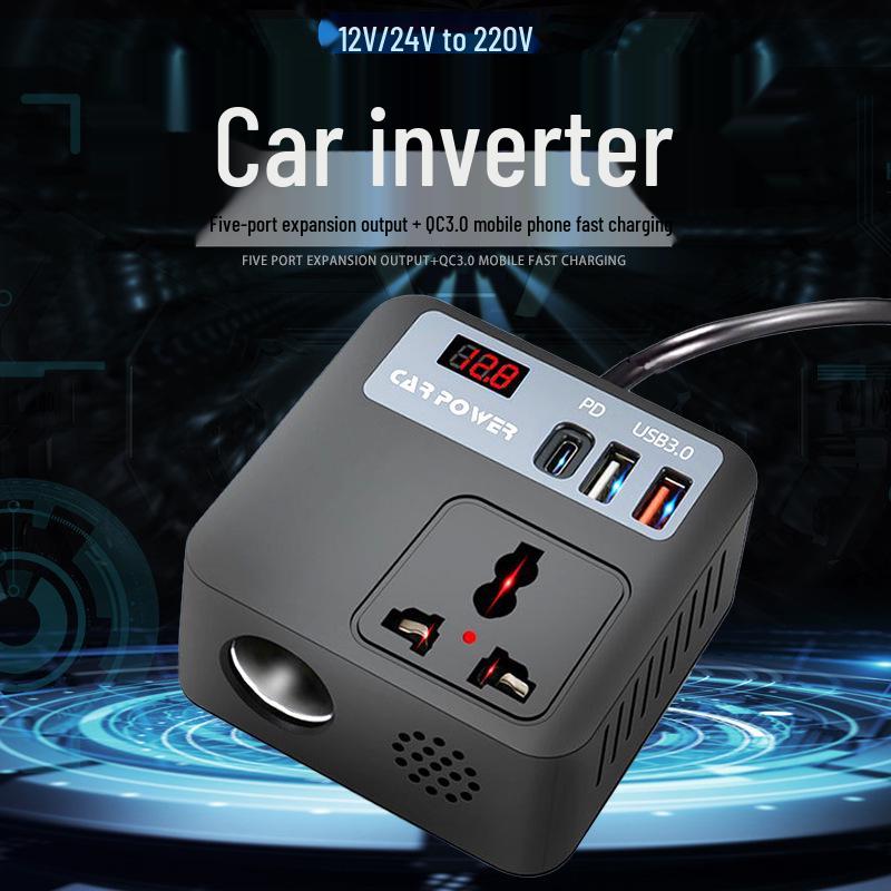 Magic Cube 12V/24V Car Inverter with Battery Clips - Fast Charging Mobile Devices with 220V National Standard Power Output