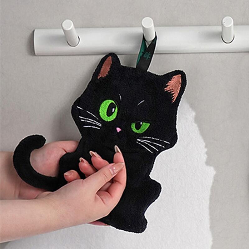Lucky Cat Hand Towel Absorbent Coral Fleece Kitchen Bathroom Towel Quick Dry Soft Hand Wiping Cloth Multi Color Decorative Towel