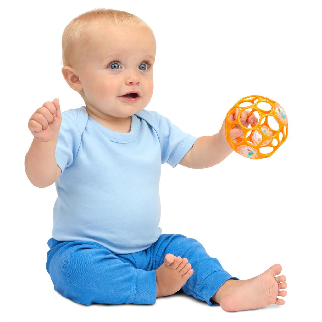 Oball Rattle - Orange - Kids2 Oball Rattle Ball Baby Toy Teether Rattle Easy to Grasp Mesh Ball Baby Toy Educational Toy Long-lasting Play Bath Safe