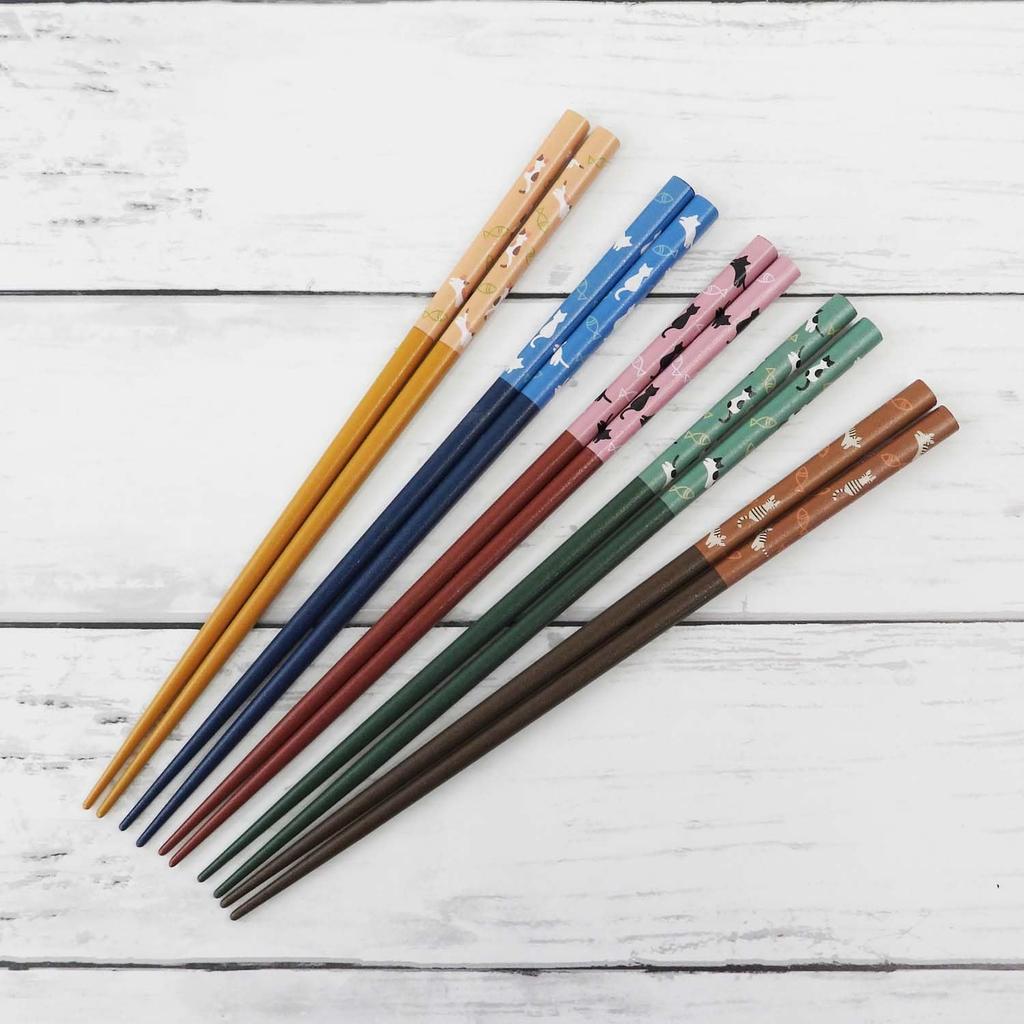 Ishida Chopsticks for 5 Made In Japan Guests, "Cat Weather," Pairs, Non-Slip, 23cm, 67065,
