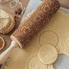 Wood Carved Rolling Pin for Baking Cookies, Biscuit, Fondant Dough - 35CM Engraved Printed Roller, Christmas Holiday Gifts