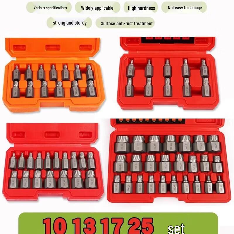 10-Piece Hex Socket Stripped Screw Extractor Set