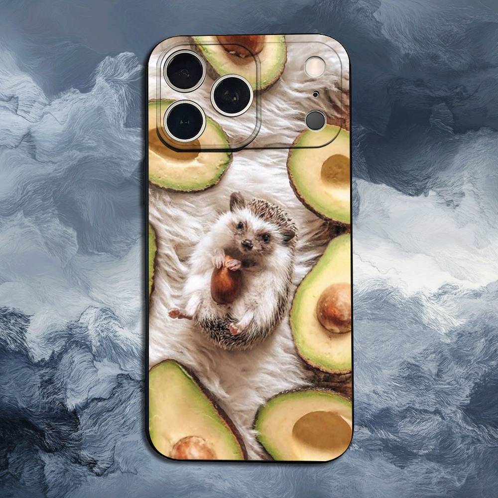 Cute Hedgehog  For iPhone 13,16,11,14,17,12,15,Plus,Pro Max,XS,X,XR,SE,Mini,8,7,Phone Case Soft Silicone Black