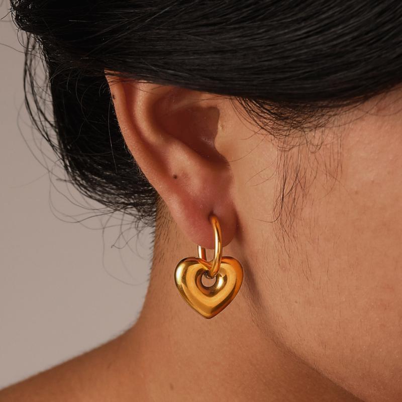 Punk Hängeohrringe Einzigartig Abnehmbar Edelstahl Dicke Stern Herz Creolen Für Damen Herren Statement Schmuck