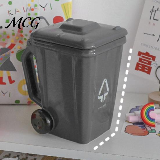 Trash Can Style Mug with Lid Funny Bin Ceramic Lid, Novelty Garbage Drinking Tea Cup Educational Handle, Recycling Coffee Mug, Gag Gifts for