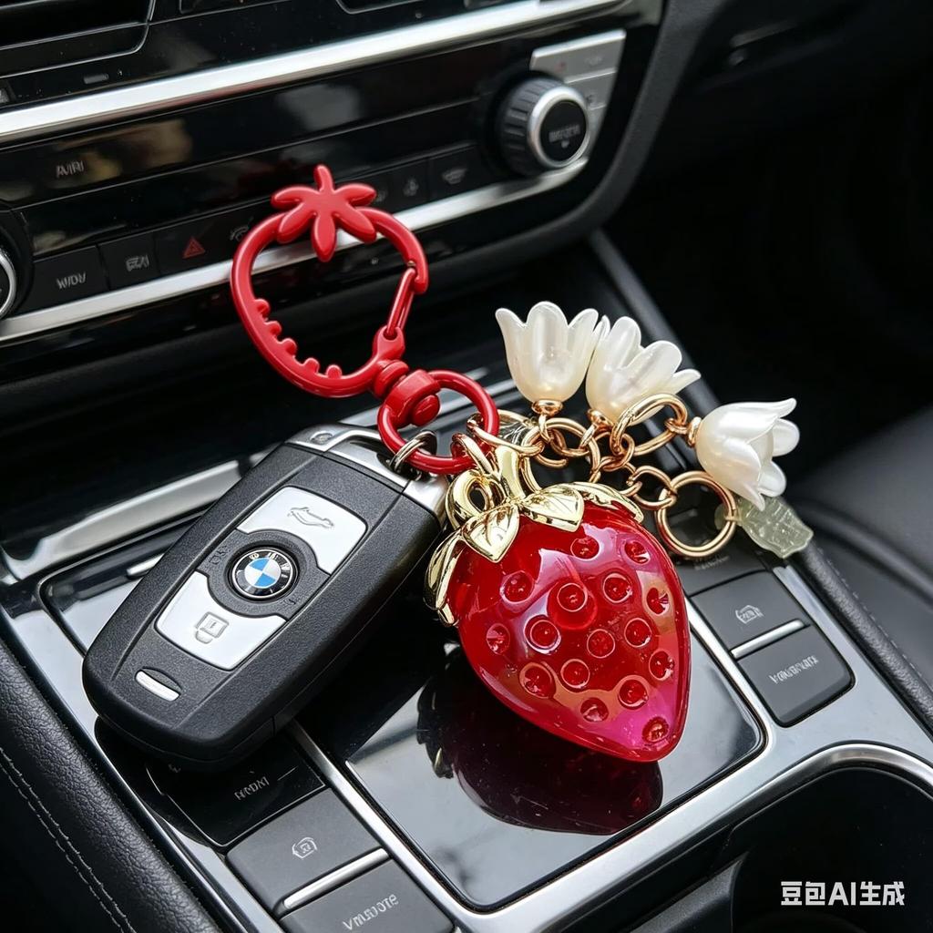 3D Strawberry Keychain AIXUANCute Heart-Shaped