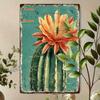 Metal Wall Art Cactus Flower Poster for Bar Decor