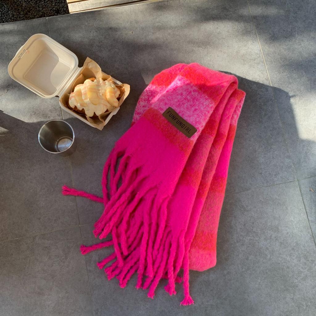 High-end scarf women's winter new versatile thickened plush warm scarf autumn