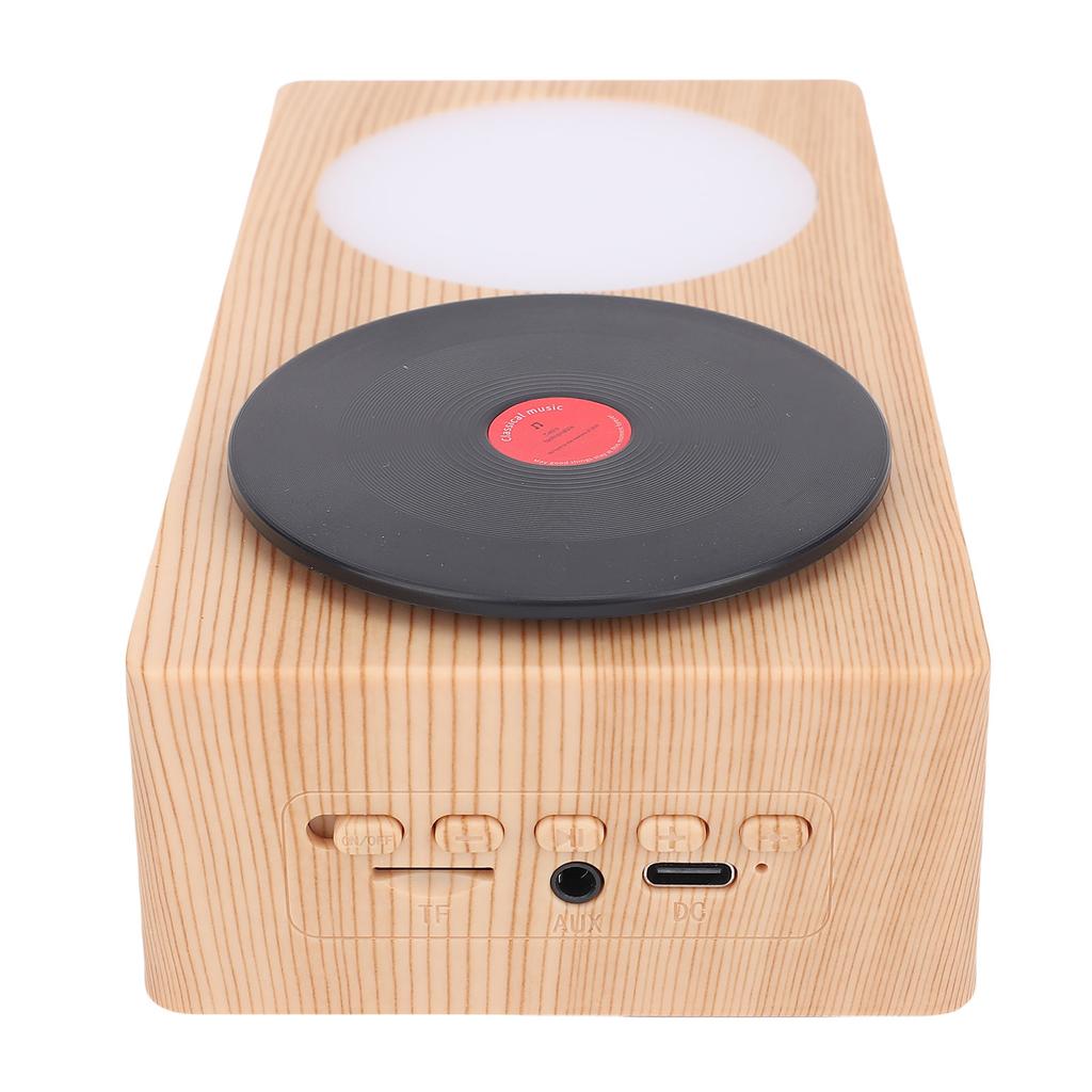 Record Player Bluetooth Speaker with Night Light Wooden Bluetooth 5.0 3 Modes Portable Wireless Turntable Speaker for