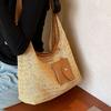 Large Capacity Rainbow Straw Woven Tote Bag - Stylish Shoulder Commuter Bag with Lazy Chic Versatility