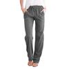 Women Wide Leg Trousers Loose Drawstring Casual Pants Solid Colour Cotton Linen Spring Summer