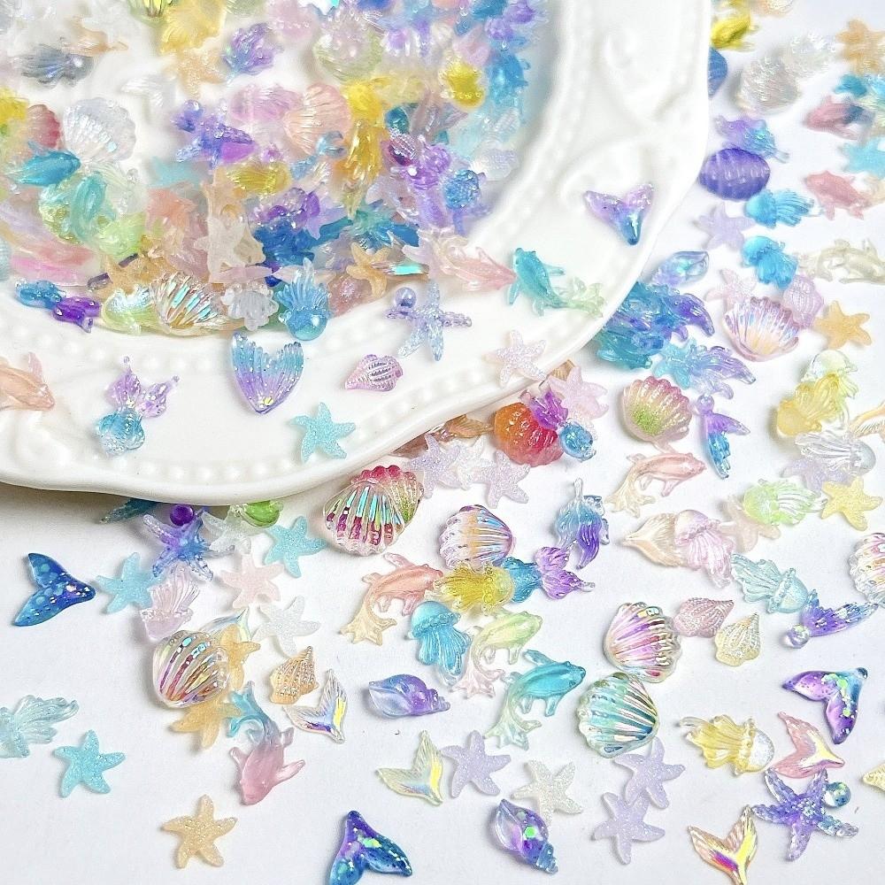 Colorful Translucent 3D Nail Charms Marine Design Multiple Shapes Nail Art Decorations Resin Resin Nail Decorations