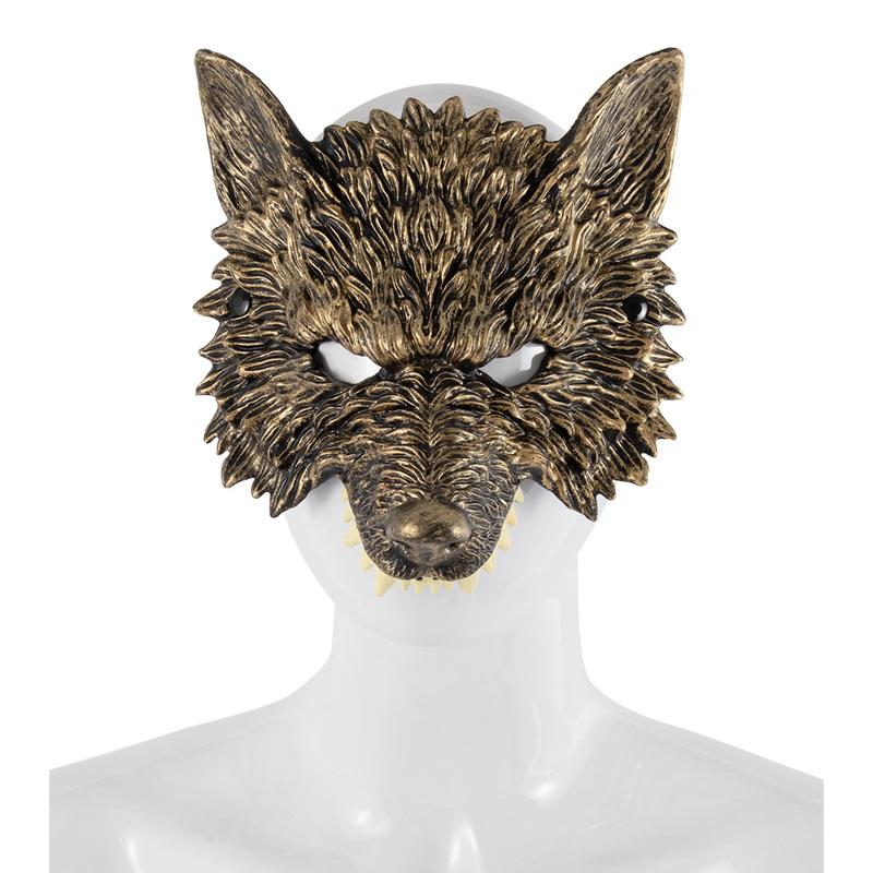 1PC Half Face 3D Animal Mask Cosplay Wolf Head Mask Realistic Costume Accessories Props Werewolf Mask PU Foam
