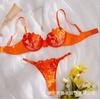 Sexy steel rim ultra-thin bra set gathers big breasts and shows small transparent lace princess erotic underwear