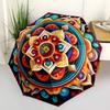 1pc Mandala Artwork Auto-Fold Umbrella with One-Touch Open/Close - 8 Reinforced Ribs for Windproof Stability,  Yy251118132