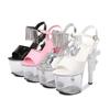 Fashion 2024Shoes Pole Dance High Heels Sexy Women Shoes Transparent Sandals Women Wedding Dress  Pistol Heel Female Sandals