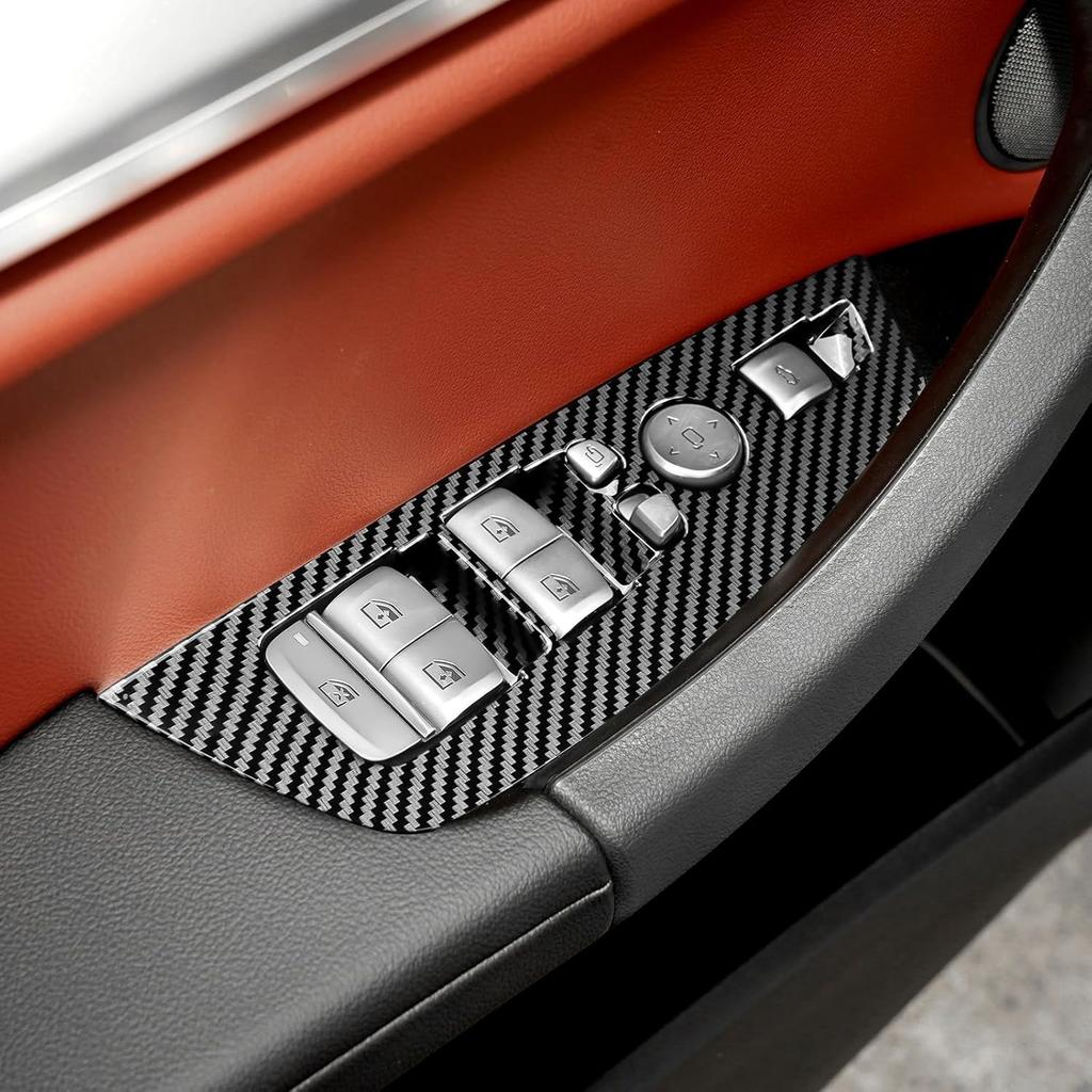 For BMW X3 X4 G01 G02 2018-2023 Window Switch Panel Cover, BMW 3/4 Series Accessories Carbon Fiber Pattern Door Control Button Panel Interior Trim