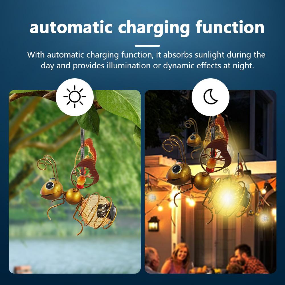 LED Hanging Flying Animals Lamp Solar Powered Painted Iron Art Crafts Light IP44 Waterproof Yard Balcony Porch Garden Decoration