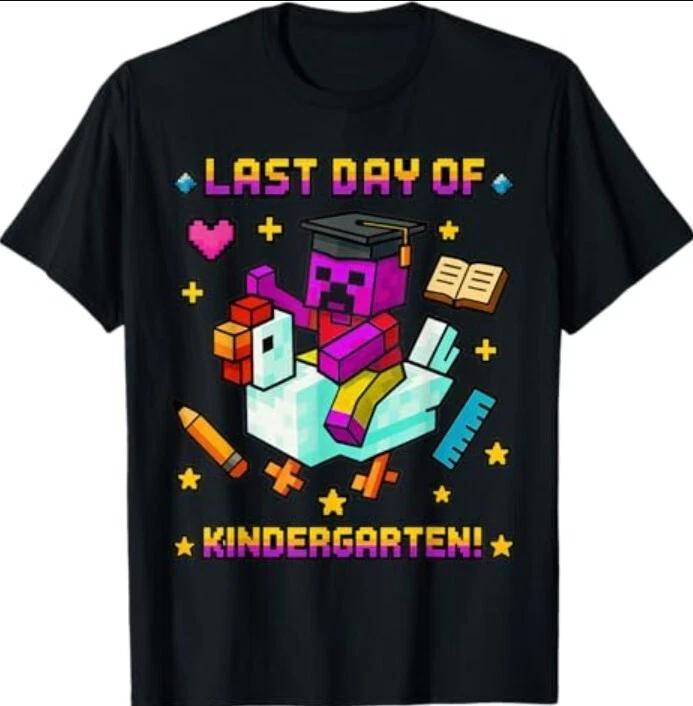 Last Day of Kindergarten Funny Chicken Pixel Art Kids Boys T-Shirt 2XL