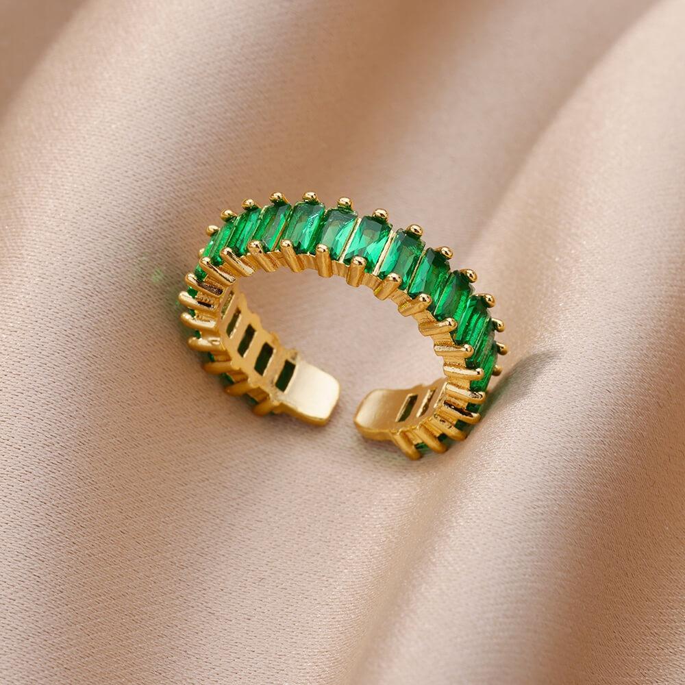 Geometric Design Women Finger Ring Tiny French Vintage Ring Luxury Colored Zircon Rings  Party