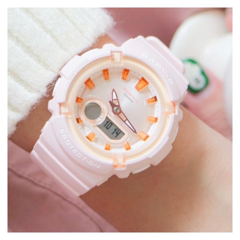 Casio CASIOBABY-G Series 100 Meters Waterproof Quartz Movement Resin Strap Japanese and Korean Watch Women's Watch Pink Dial BGA-280SW-4A