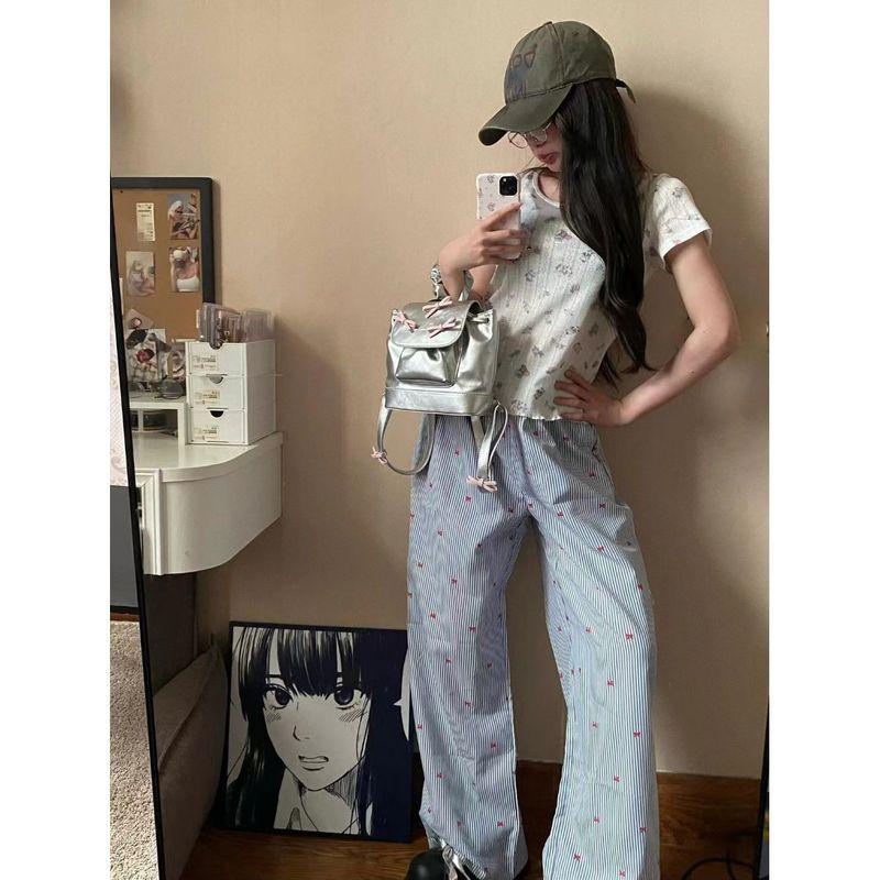 

Summer High Sense Fashion Small Backpack Commuter Travel Small Backpack Sweet Bow Girly Style Backpack Bag Silver