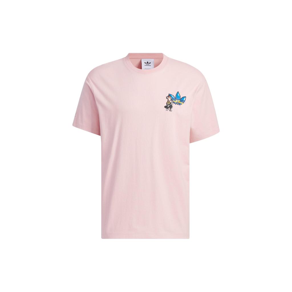 Adidas Originals X Monkey Kingdom Gfx Tee Cartoon Print Round Neck T-Shirt Unisex Tops Miracle-Purple Pink IP1793
