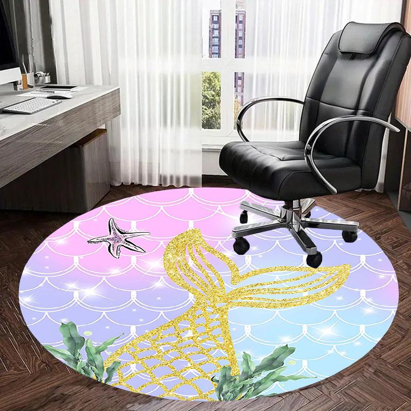 1PC Mermaid Tail Starfish Non-Slip Floor Round carpet, Office, family, bedroom, Large Area Rug Indoor Rugs, Vibrant Colors-Z0482
