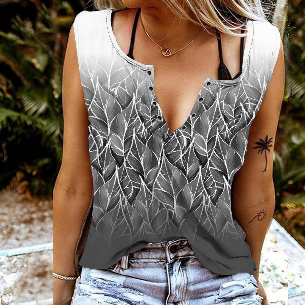 Tancuri de damă sexy cu decolteu în V Topuri de vară fără mâneci Vestă 3D cu frunze stivuite Topuri ușoare cool