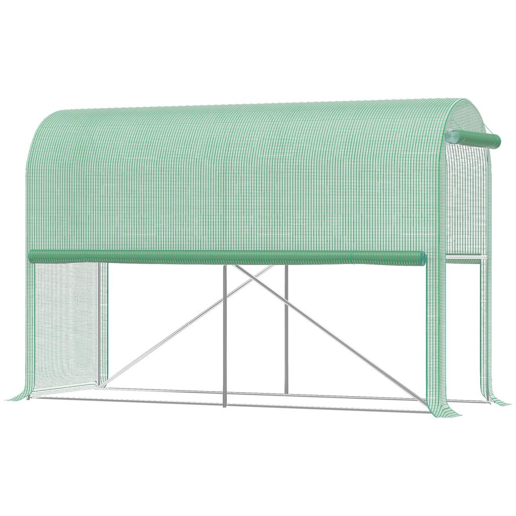 PE Garden Greenhouse, Balcony Greenhouse, Reinforced 140 G/m² Cover, Steel Frame, Roll-Up Zipped Door, 300 X 100 X 200 Cm